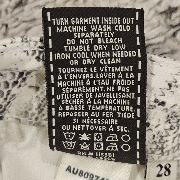 7 For All Mankind SZ 28 Black White Reptile Print Ankle Skinny Stretch Jeans - Picture 7 of 15